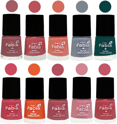 

FABIA Multicolor Nail Polish/Mix Color/Combo Color Set of 10pcs X 10ml (2609201915) Lip-Bazooka Joe-Light Peach-Wild Gray Yonder-Dark Green-Shock Pink-Sour Orange-Mauve Pink-Rose-Light Pink(Pack of 10)