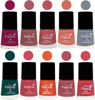 

FABIA Multicolor Nail Polish/Mix Color/Combo Color Set of 10pcs X 10ml (2609201877) Raspberry-Lip-Bazooka Joe-Light Peach-Wild Gray Yonder-Dark Green-Shock Pink-Sour Orange-Mauve Pink-Strawberry(Pack of 10)
