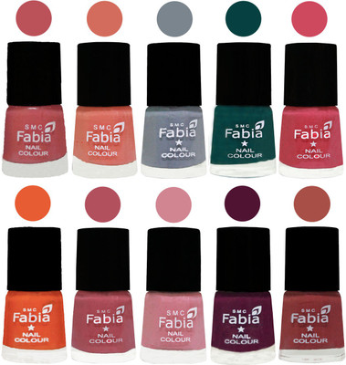 

FABIA Multicolor Nail Polish/Mix Color/Combo Color Set of 10pcs X 10ml (2609201951) Bazooka Joe-Light Peach-Wild Gray Yonder-Dark Green-Shock Pink-Sour Orange-Mauve Pink-Rose-Boysenberry-Dark Peach(Pack of 10)