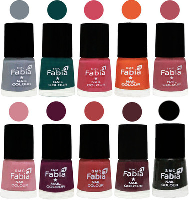 

FABIA Multicolor Nail Polish/Mix Color/Combo Color Set of 10pcs X 10ml (2609202017) Wild Gray Yonder-Dark Green-Shock Pink-Sour Orange-Mauve Pink-Rose-Boysenberry-Peach-Wine-Black(Pack of 10)