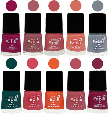

FABIA Multicolor Nail Polish/Mix Color/Combo Color Set of 10pcs X 10ml (2609201879) Raspberry-Lip-Bazooka Joe-Light Peach-Wild Gray Yonder-Dark Green-Shock Pink-Sour Orange-Mauve Pink-Dark Magenta(Pack of 10)