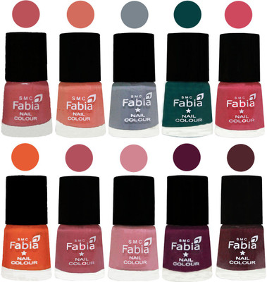 

FABIA Multicolor Nail Polish/Mix Color/Combo Color Set of 10pcs X 10ml (2609201932) Bazooka Joe-Light Peach-Wild Gray Yonder-Dark Green-Shock Pink-Sour Orange-Mauve Pink-Rose-Boysenberry-Wine(Pack of 10)