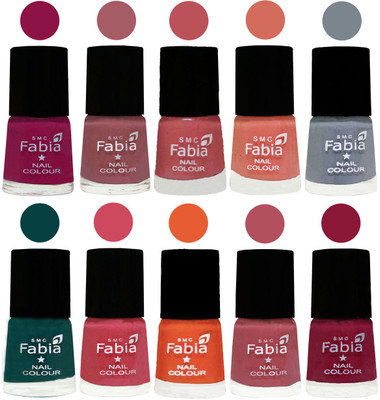 

FABIA Multicolor Nail Polish/Mix Color/Combo Color Set of 10pcs X 10ml (2609201887) Raspberry-Lip-Bazooka Joe-Light Peach-Wild Gray Yonder-Dark Green-Shock Pink-Sour Orange-Mauve Pink-Pure Wine(Pack of 10)