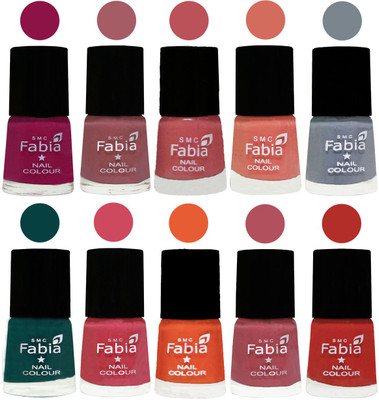 

FABIA Multicolor Nail Polish/Mix Color/Combo Color Set of 10pcs X 10ml (2609201878) Raspberry-Lip-Bazooka Joe-Light Peach-Wild Gray Yonder-Dark Green-Shock Pink-Sour Orange-Mauve Pink-Candy Orange(Pack of 10)