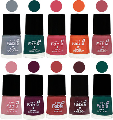 

FABIA Multicolor Nail Polish/Mix Color/Combo Color Set of 10pcs X 10ml (2609202013) Wild Gray Yonder-Dark Green-Shock Pink-Sour Orange-Mauve Pink-Rose-Boysenberry-Peach-Wine-Pine Green(Pack of 10)