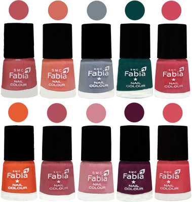 

FABIA Multicolor Nail Polish/Mix Color/Combo Color Set of 10pcs X 10ml (2609201953) Bazooka Joe-Light Peach-Wild Gray Yonder-Dark Green-Shock Pink-Sour Orange-Mauve Pink-Rose-Boysenberry-Punch Pink(Pack of 10)