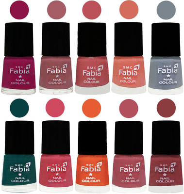 

FABIA Multicolor Nail Polish/Mix Color/Combo Color Set of 10pcs X 10ml (2609201886) Raspberry-Lip-Bazooka Joe-Light Peach-Wild Gray Yonder-Dark Green-Shock Pink-Sour Orange-Mauve Pink-Dark Nude(Pack of 10)