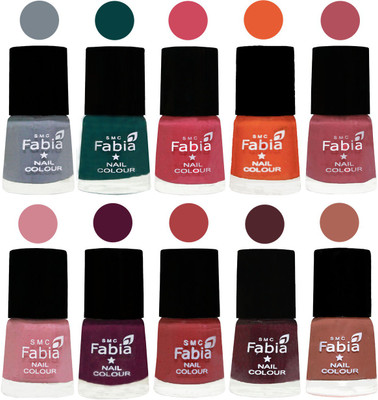 

FABIA Multicolor Nail Polish/Mix Color/Combo Color Set of 10pcs X 10ml (2609201998) Wild Gray Yonder-Dark Green-Shock Pink-Sour Orange-Mauve Pink-Rose-Boysenberry-Peach-Wine-Coral(Pack of 10)