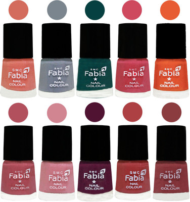 

FABIA Multicolor Nail Polish/Mix Color/Combo Color Set of 10pcs X 10ml (2609201976) Light Peach-Wild Gray Yonder-Dark Green-Shock Pink-Sour Orange-Mauve Pink-Rose-Boysenberry-Peach-Dark Nude(Pack of 10)