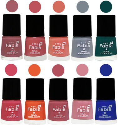 

FABIA Multicolor Nail Polish/Mix Color/Combo Color Set of 10pcs X 10ml (2609201927) Lip-Bazooka Joe-Light Peach-Wild Gray Yonder-Dark Green-Shock Pink-Sour Orange-Mauve Pink-Rose-Shock Blue Dark(Pack of 10)