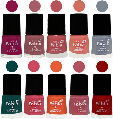 

FABIA Multicolor Nail Polish/Mix Color/Combo Color Set of 10pcs X 10ml (2609201881) Raspberry-Lip-Bazooka Joe-Light Peach-Wild Gray Yonder-Dark Green-Shock Pink-Sour Orange-Mauve Pink-Red(Pack of 10)