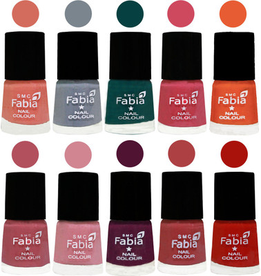 

FABIA Multicolor Nail Polish/Mix Color/Combo Color Set of 10pcs X 10ml (2609201979) Light Peach-Wild Gray Yonder-Dark Green-Shock Pink-Sour Orange-Mauve Pink-Rose-Boysenberry-Peach-Reddish Red(Pack of 10)