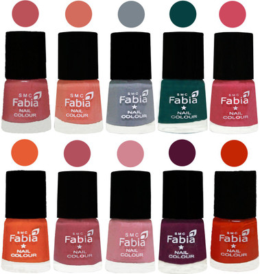 

FABIA Multicolor Nail Polish/Mix Color/Combo Color Set of 10pcs X 10ml (2609201935) Bazooka Joe-Light Peach-Wild Gray Yonder-Dark Green-Shock Pink-Sour Orange-Mauve Pink-Rose-Boysenberry-Fire Orange(Pack of 10)