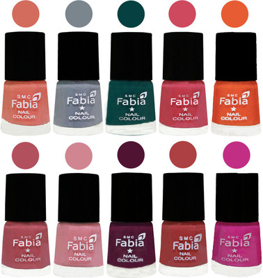 

FABIA Multicolor Nail Polish/Mix Color/Combo Color Set of 10pcs X 10ml (2609201963) Light Peach-Wild Gray Yonder-Dark Green-Shock Pink-Sour Orange-Mauve Pink-Rose-Boysenberry-Peach-Pink Pink(Pack of 10)