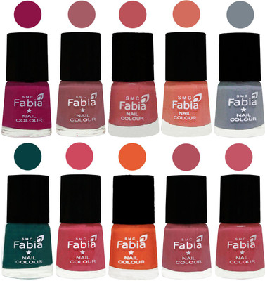 

FABIA Multicolor Nail Polish/Mix Color/Combo Color Set of 10pcs X 10ml (2609201884) Raspberry-Lip-Bazooka Joe-Light Peach-Wild Gray Yonder-Dark Green-Shock Pink-Sour Orange-Mauve Pink-Light Pink(Pack of 10)
