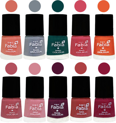 

FABIA Multicolor Nail Polish/Mix Color/Combo Color Set of 10pcs X 10ml (2609201977) Light Peach-Wild Gray Yonder-Dark Green-Shock Pink-Sour Orange-Mauve Pink-Rose-Boysenberry-Peach-Pure Wine(Pack of 10)