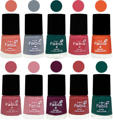 

FABIA Multicolor Nail Polish/Mix Color/Combo Color Set of 10pcs X 10ml (2609201985) Light Peach-Wild Gray Yonder-Dark Green-Shock Pink-Sour Orange-Mauve Pink-Rose-Boysenberry-Peach-Pine Green(Pack of 10)