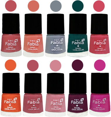 

FABIA Multicolor Nail Polish/Mix Color/Combo Color Set of 10pcs X 10ml (2609201934) Bazooka Joe-Light Peach-Wild Gray Yonder-Dark Green-Shock Pink-Sour Orange-Mauve Pink-Rose-Boysenberry-Pink Pink(Pack of 10)