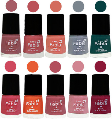 

FABIA Multicolor Nail Polish/Mix Color/Combo Color Set of 10pcs X 10ml (2609201918) Lip-Bazooka Joe-Light Peach-Wild Gray Yonder-Dark Green-Shock Pink-Sour Orange-Mauve Pink-Rose-Pure Wine(Pack of 10)