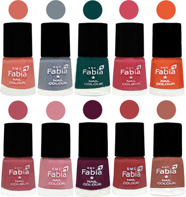 

FABIA Multicolor Nail Polish/Mix Color/Combo Color Set of 10pcs X 10ml (2609201970) Light Peach-Wild Gray Yonder-Dark Green-Shock Pink-Sour Orange-Mauve Pink-Rose-Boysenberry-Peach-Coral(Pack of 10)