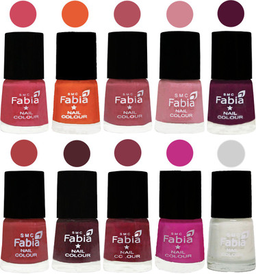 

FABIA Multicolor Nail Polish/Mix Color/Combo Color Set of 10pcs X 10ml (2609202069) Shock Pink-Sour Orange-Mauve Pink-Rose-Boysenberry-Peach-Wine-Wine Red-Pink Pink-White(Pack of 10)