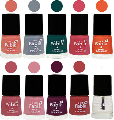 

FABIA Multicolor Nail Polish/Mix Color/Combo Color Set of 10pcs X 10ml (2609201987) Light Peach-Wild Gray Yonder-Dark Green-Shock Pink-Sour Orange-Mauve Pink-Rose-Boysenberry-Peach-Top Coat(Pack of 10)