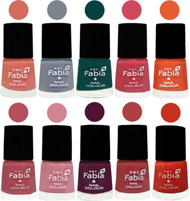 

FABIA Multicolor Nail Polish/Mix Color/Combo Color Set of 10pcs X 10ml (2609201978) Light Peach-Wild Gray Yonder-Dark Green-Shock Pink-Sour Orange-Mauve Pink-Rose-Boysenberry-Peach-Orange(Pack of 10)