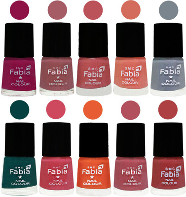 

FABIA Multicolor Nail Polish/Mix Color/Combo Color Set of 10pcs X 10ml (2609201870) Raspberry-Lip-Bazooka Joe-Light Peach-Wild Gray Yonder-Dark Green-Shock Pink-Sour Orange-Mauve Pink-Peach(Pack of 10)