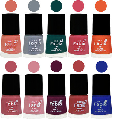 

FABIA Multicolor Nail Polish/Mix Color/Combo Color Set of 10pcs X 10ml (2609201986) Light Peach-Wild Gray Yonder-Dark Green-Shock Pink-Sour Orange-Mauve Pink-Rose-Boysenberry-Peach-Shock Blue Dark(Pack of 10)