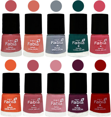 

FABIA Multicolor Nail Polish/Mix Color/Combo Color Set of 10pcs X 10ml (2609201942) Bazooka Joe-Light Peach-Wild Gray Yonder-Dark Green-Shock Pink-Sour Orange-Mauve Pink-Rose-Boysenberry-Red(Pack of 10)