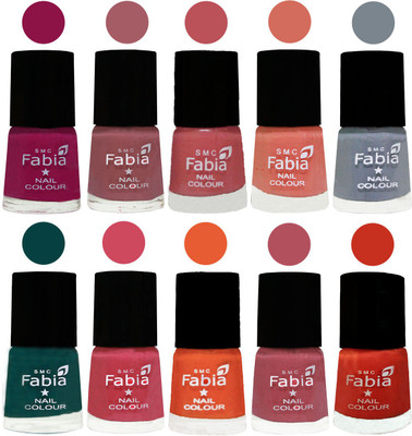 

FABIA Multicolor Nail Polish/Mix Color/Combo Color Set of 10pcs X 10ml (2609201888) Raspberry-Lip-Bazooka Joe-Light Peach-Wild Gray Yonder-Dark Green-Shock Pink-Sour Orange-Mauve Pink-Orange(Pack of 10)