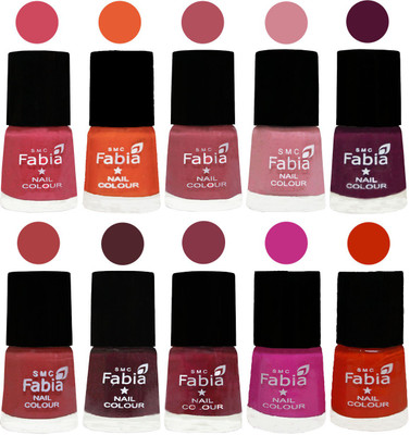 

FABIA Multicolor Nail Polish/Mix Color/Combo Color Set of 10pcs X 10ml (2609202045) Shock Pink-Sour Orange-Mauve Pink-Rose-Boysenberry-Peach-Wine-Wine Red-Pink Pink-Fire Orange(Pack of 10)
