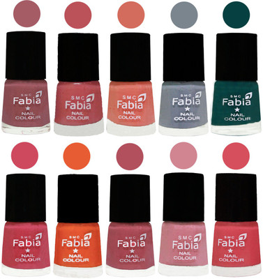 

FABIA Multicolor Nail Polish/Mix Color/Combo Color Set of 10pcs X 10ml (2609201923) Lip-Bazooka Joe-Light Peach-Wild Gray Yonder-Dark Green-Shock Pink-Sour Orange-Mauve Pink-Rose-Punch Pink(Pack of 10)