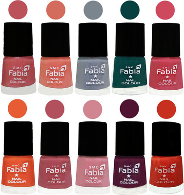 

FABIA Multicolor Nail Polish/Mix Color/Combo Color Set of 10pcs X 10ml (2609201949) Bazooka Joe-Light Peach-Wild Gray Yonder-Dark Green-Shock Pink-Sour Orange-Mauve Pink-Rose-Boysenberry-Orange(Pack of 10)