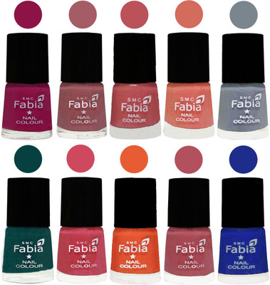 

FABIA Multicolor Nail Polish/Mix Color/Combo Color Set of 10pcs X 10ml (2609201896) Raspberry-Lip-Bazooka Joe-Light Peach-Wild Gray Yonder-Dark Green-Shock Pink-Sour Orange-Mauve Pink-Shock Blue Dark(Pack of 10)