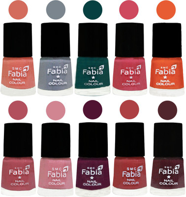 

FABIA Multicolor Nail Polish/Mix Color/Combo Color Set of 10pcs X 10ml (2609201961) Light Peach-Wild Gray Yonder-Dark Green-Shock Pink-Sour Orange-Mauve Pink-Rose-Boysenberry-Peach-Wine(Pack of 10)