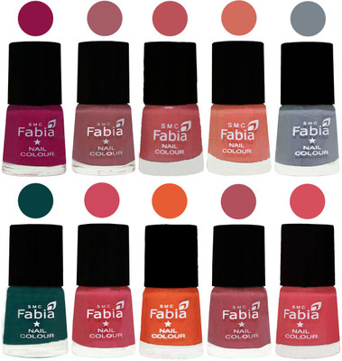 

FABIA Multicolor Nail Polish/Mix Color/Combo Color Set of 10pcs X 10ml (2609201892) Raspberry-Lip-Bazooka Joe-Light Peach-Wild Gray Yonder-Dark Green-Shock Pink-Sour Orange-Mauve Pink-Punch Pink(Pack of 10)