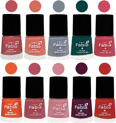 

FABIA Multicolor Nail Polish/Mix Color/Combo Color Set of 10pcs X 10ml (2609201939) Bazooka Joe-Light Peach-Wild Gray Yonder-Dark Green-Shock Pink-Sour Orange-Mauve Pink-Rose-Boysenberry-Candy Orange(Pack of 10)