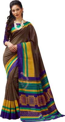 The Fashion Outlets Printed Bhagalpuri Silk Saree(Brown) Flipkart