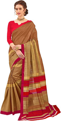 The Fashion Outlets Printed Bhagalpuri Silk Saree(Brown) Flipkart