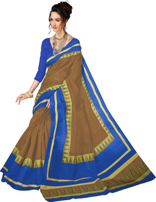 The Fashion Outlets Printed Bhagalpuri Silk Saree(Brown, Blue) Flipkart