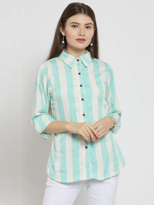 Enchanted Drapes Women Printed Casual Green Shirt