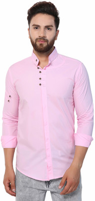 U TURN Men Solid Casual Pink Shirt