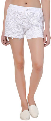 KOTTY Solid Women White Regular Shorts