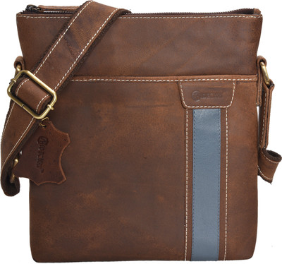 

HIDECART Men & Women Casual Brown Genuine Leather Sling Bag