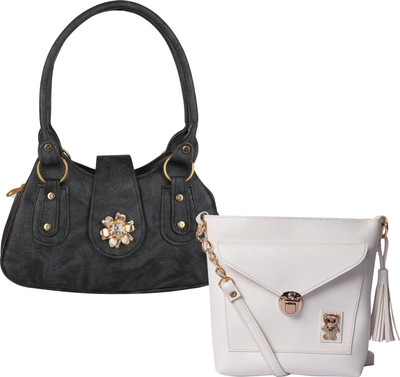

Element Cart Women Casual, Evening/Party, Formal Black, White PU Sling Bag