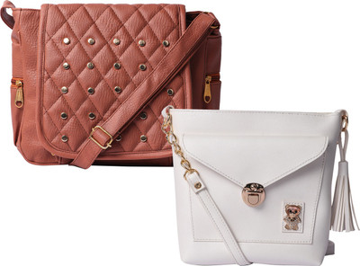 

Element Cart Women Casual, Evening/Party, Formal Brown, White PU Sling Bag