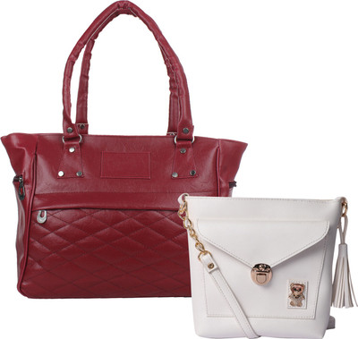 

Element Cart Women Casual, Evening/Party, Formal Maroon, White PU Sling Bag