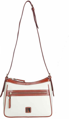 

Adamis Women Casual White Genuine Leather Sling Bag
