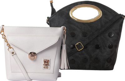 

Element Cart Women Casual, Evening/Party, Formal Black, White PU Sling Bag